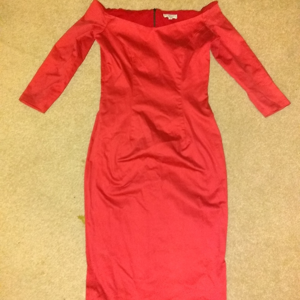 Off the shoulder Fernando Garcia red dress